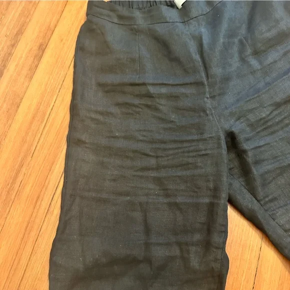 Posse Tia tailored linen flared pants black medium elastic back waist - Picture 3 of 11